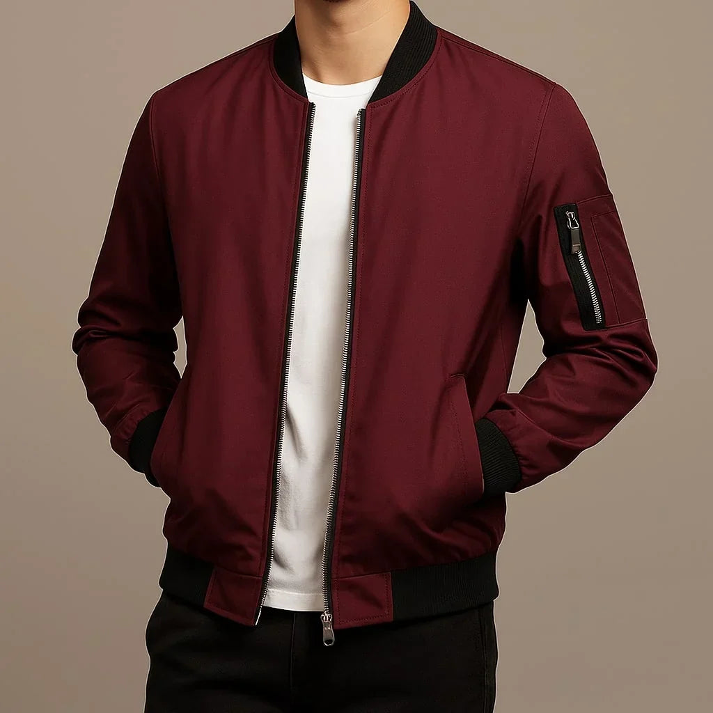 Bomber para Hombre Clásico con Bolsillo en la Manga