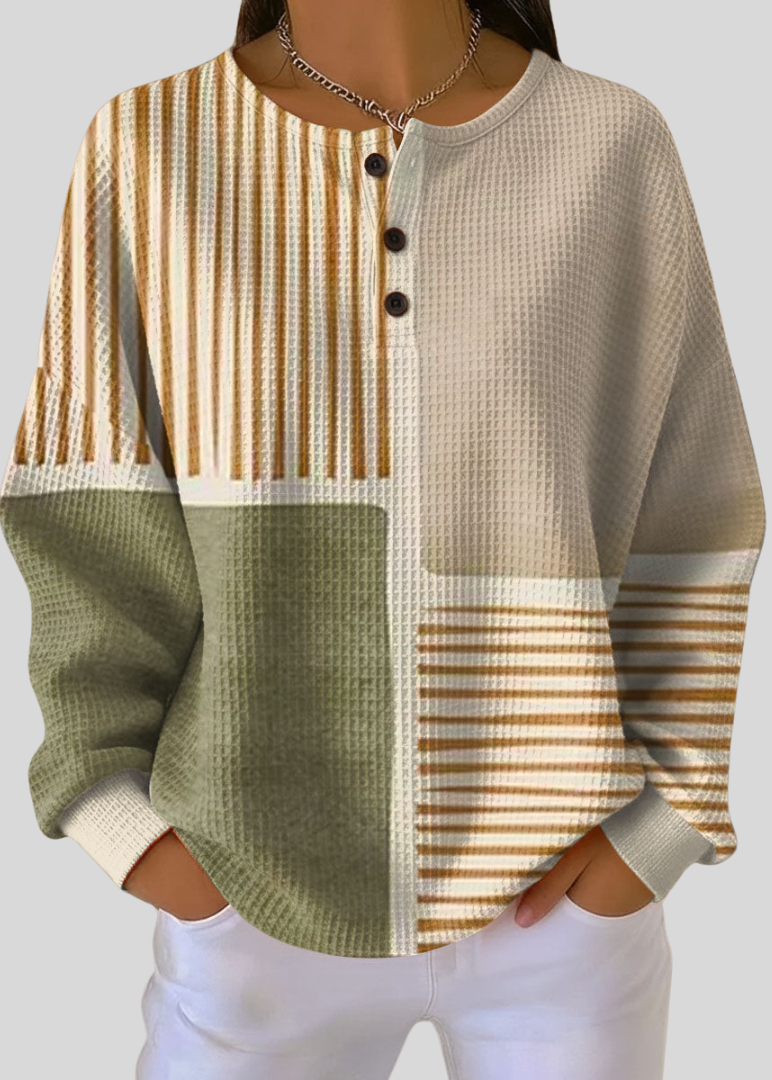 Sophia | Sudadera Henley de Punto Gofre