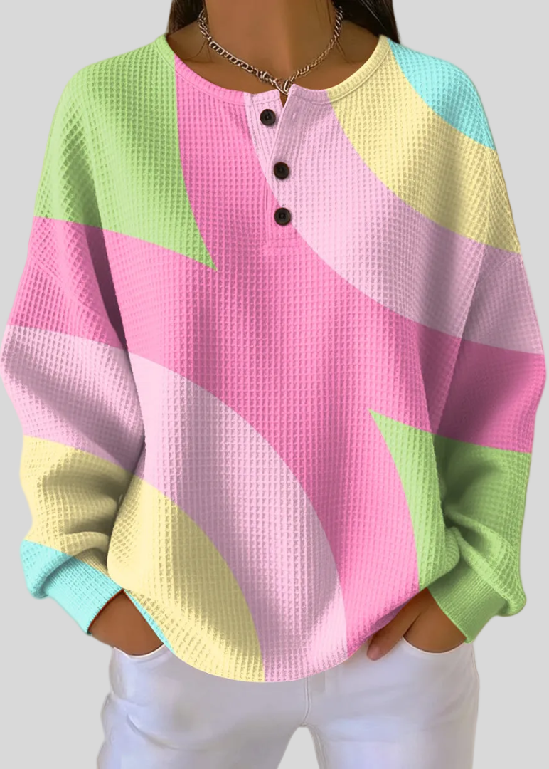 Iris | Sudadera de Punto Gofre con Estampado Color-Block