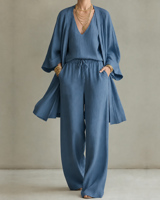 Tanisha | Conjunto de Tres Piezas Efecto Lino