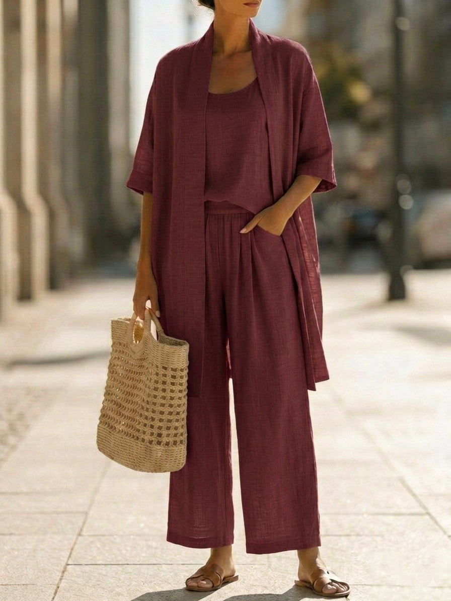 Isa | Conjunto de tres piezas elegante sin esfuerzo