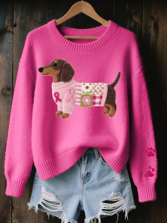 Nina | Jersey de Punto con Bordado de Perro Salchicha
