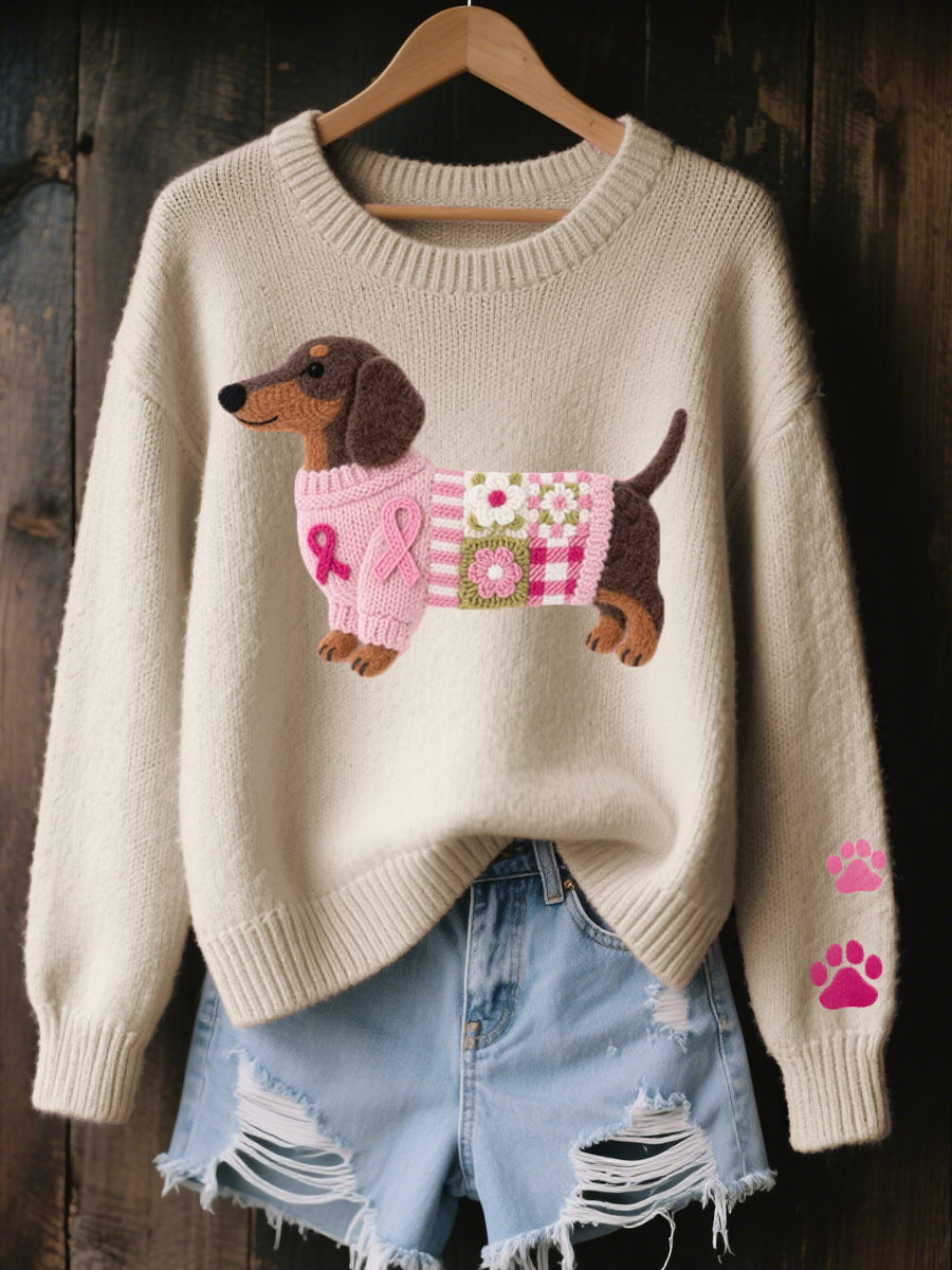 Nina | Jersey de Punto con Bordado de Perro Salchicha