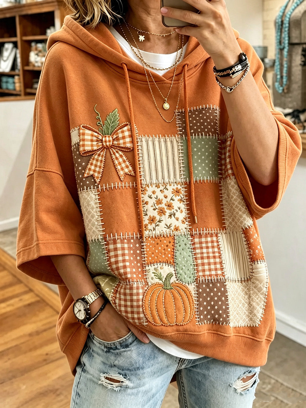 Larisa | Sudadera Oversize con Estampa Otoñal