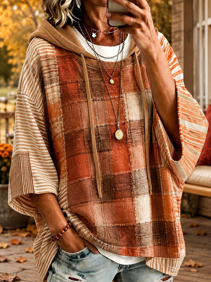 Simona | Sudadera Oversize de Patchwork en Tonos Otoñales