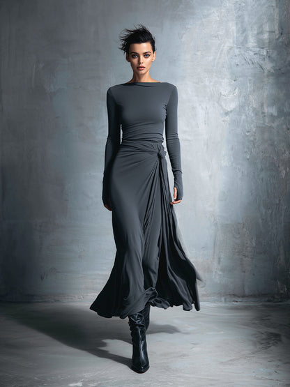 Naomie | Maxivestido Cruzado con Nudo de Seda