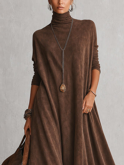 Milly | Vestido largo efecto ante con bajo de encaje