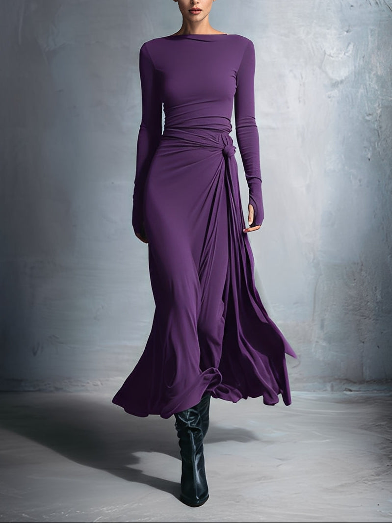 Naomie | Maxivestido Cruzado con Nudo de Seda