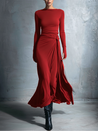 Naomie | Maxivestido Cruzado con Nudo de Seda