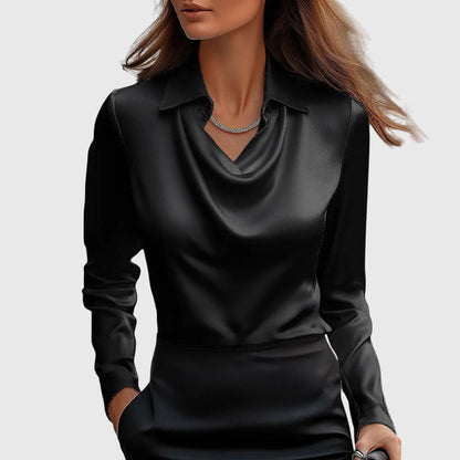 Silvia | Blusa de Lujo con Brillo y Cuello Plisado