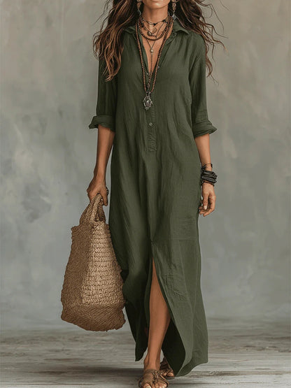 Verónica™ | Vestido Maxi Negro Largo con Botones