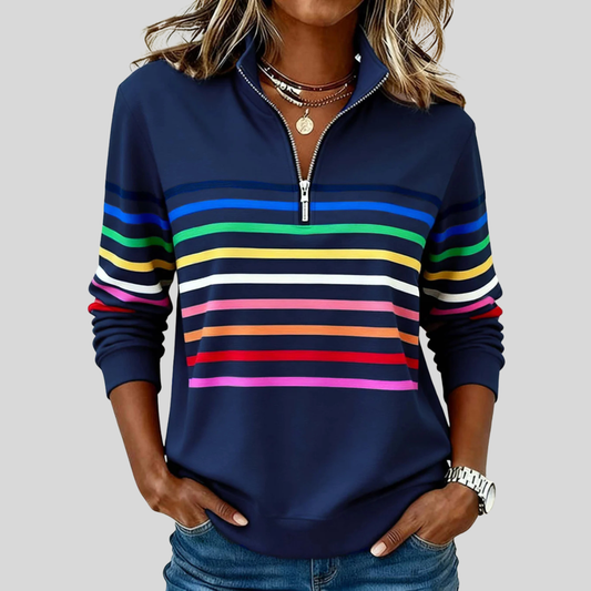 Charlotte | Sudadera con Cuarto de Cremallera y Rayas Multicolor