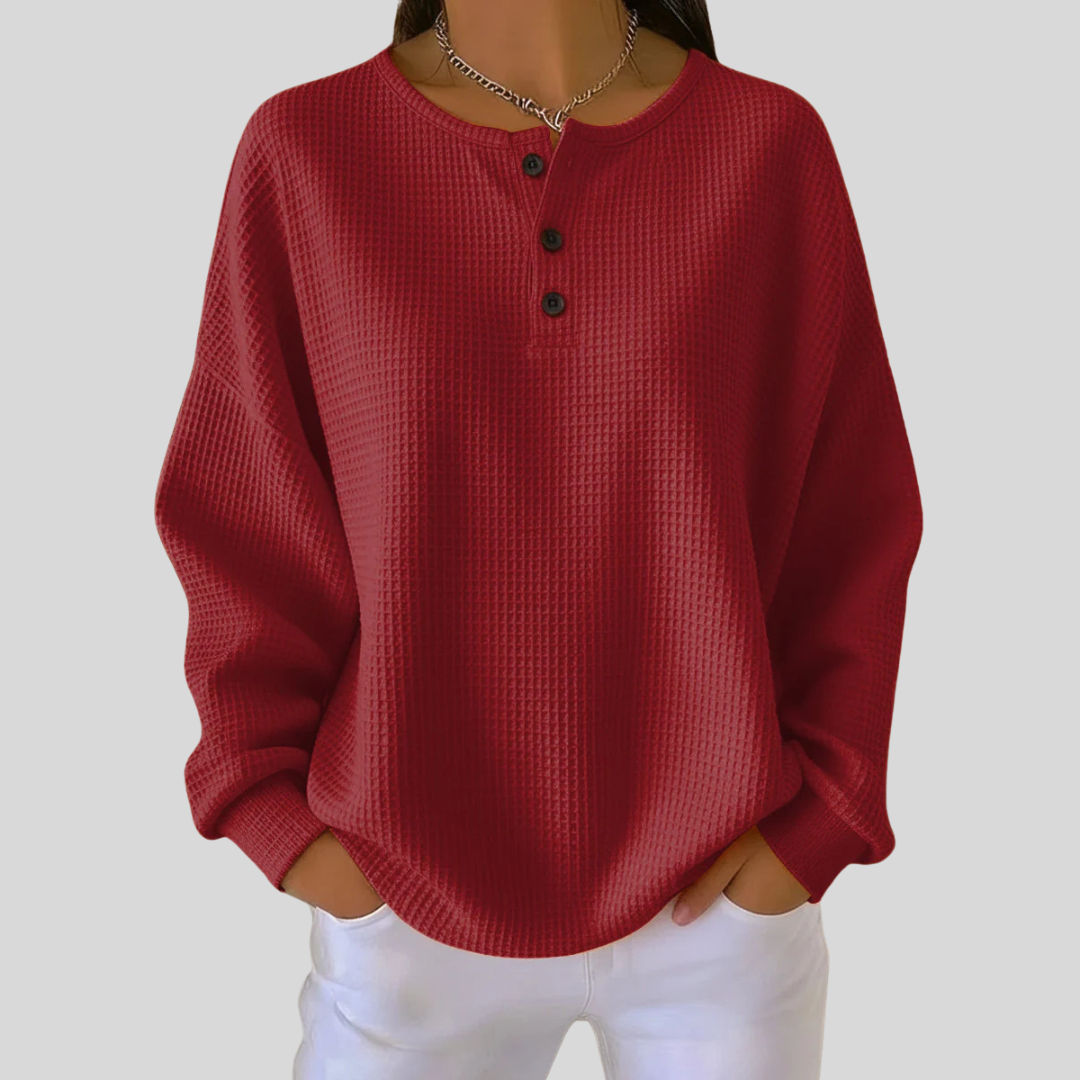 June | Sudadera Henley con Textura Gofre