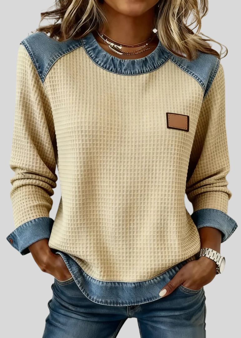 Kara | Sudadera Gofre con Ribete Estilo Patchwork