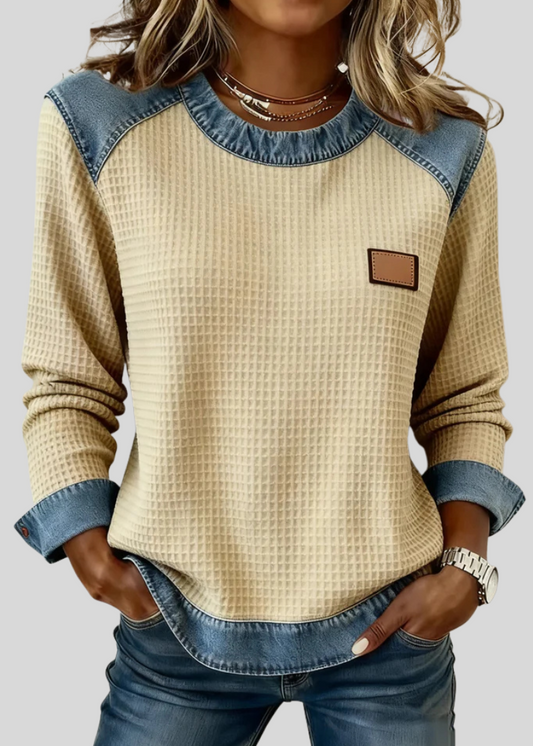 Kara | Sudadera Gofre con Ribete Estilo Patchwork