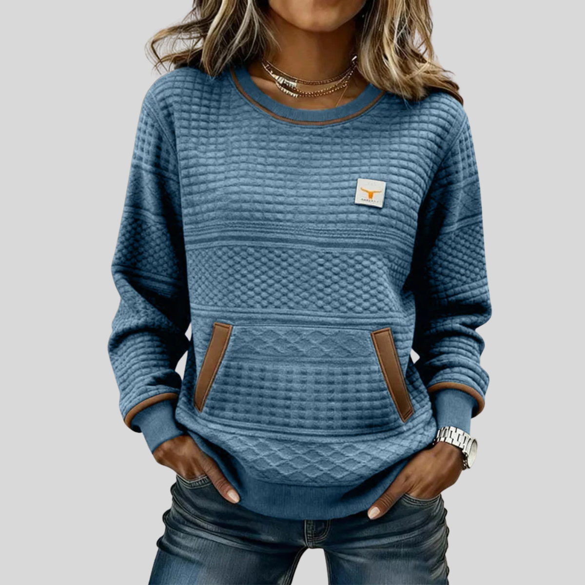 Ella | Sudadera Colorblock con Bolsillo Canguro