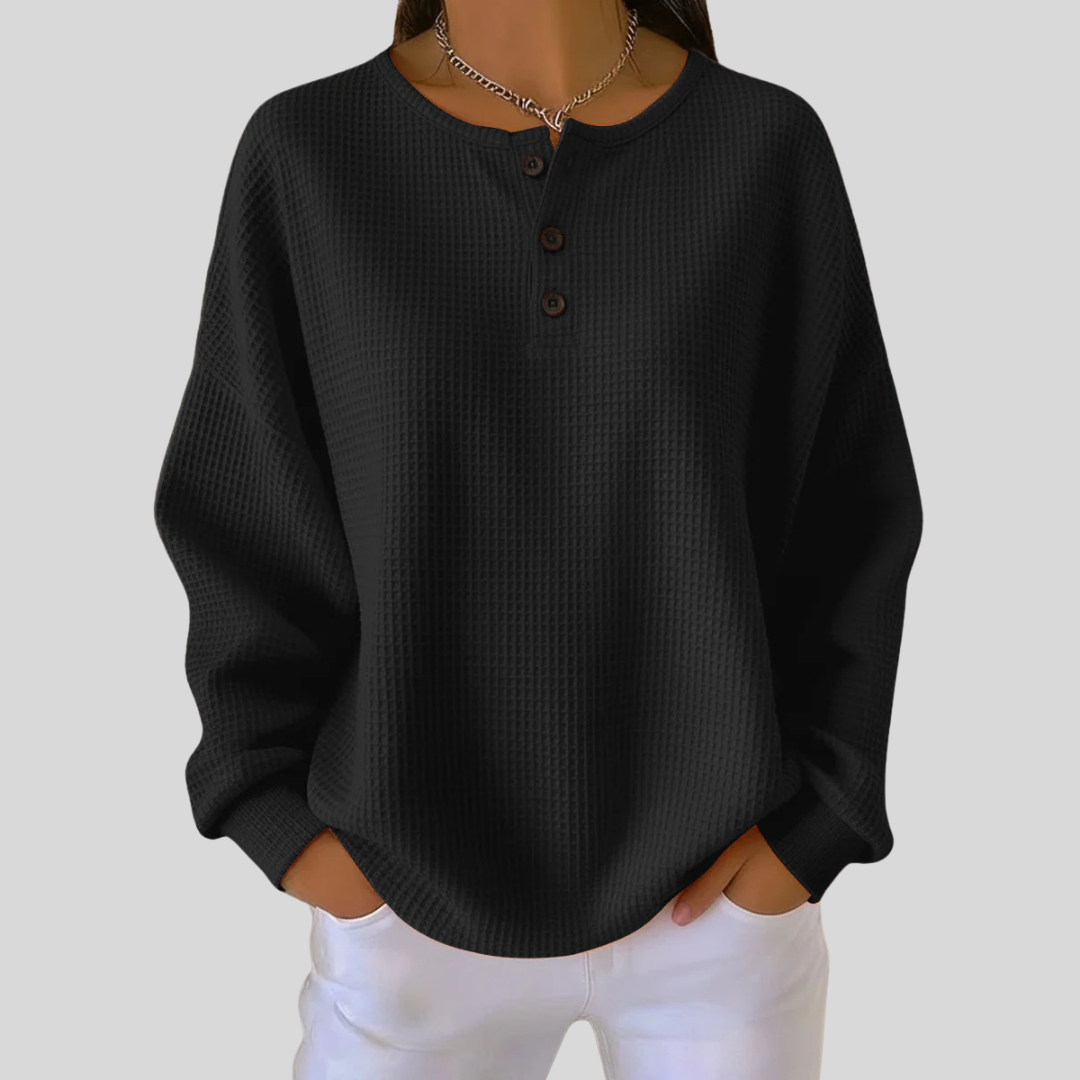 June | Sudadera Henley con Textura Gofre