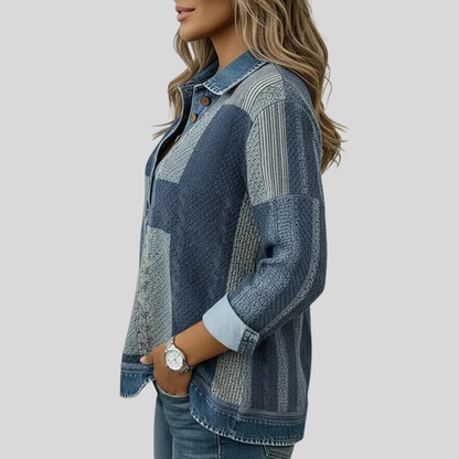 Chloe | Sudadera Colorblock con Tapeta de Botones
