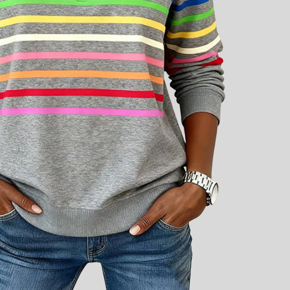 Charlotte | Sudadera con Cuarto de Cremallera y Rayas Multicolor