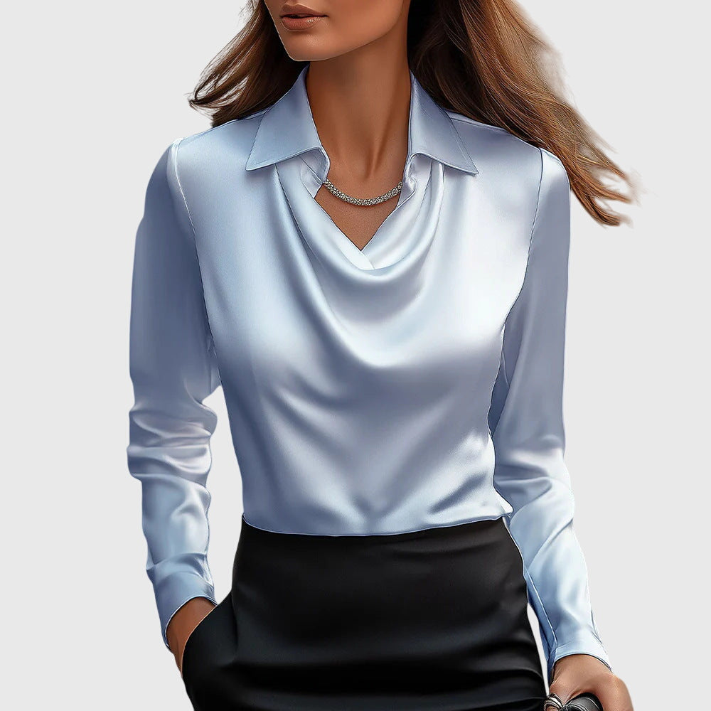 Silvia | Blusa de Lujo con Brillo y Cuello Plisado
