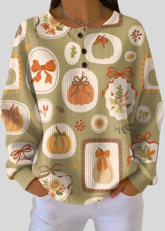 Hannah | Sudadera con Estampado de Calabazas y Lazos
