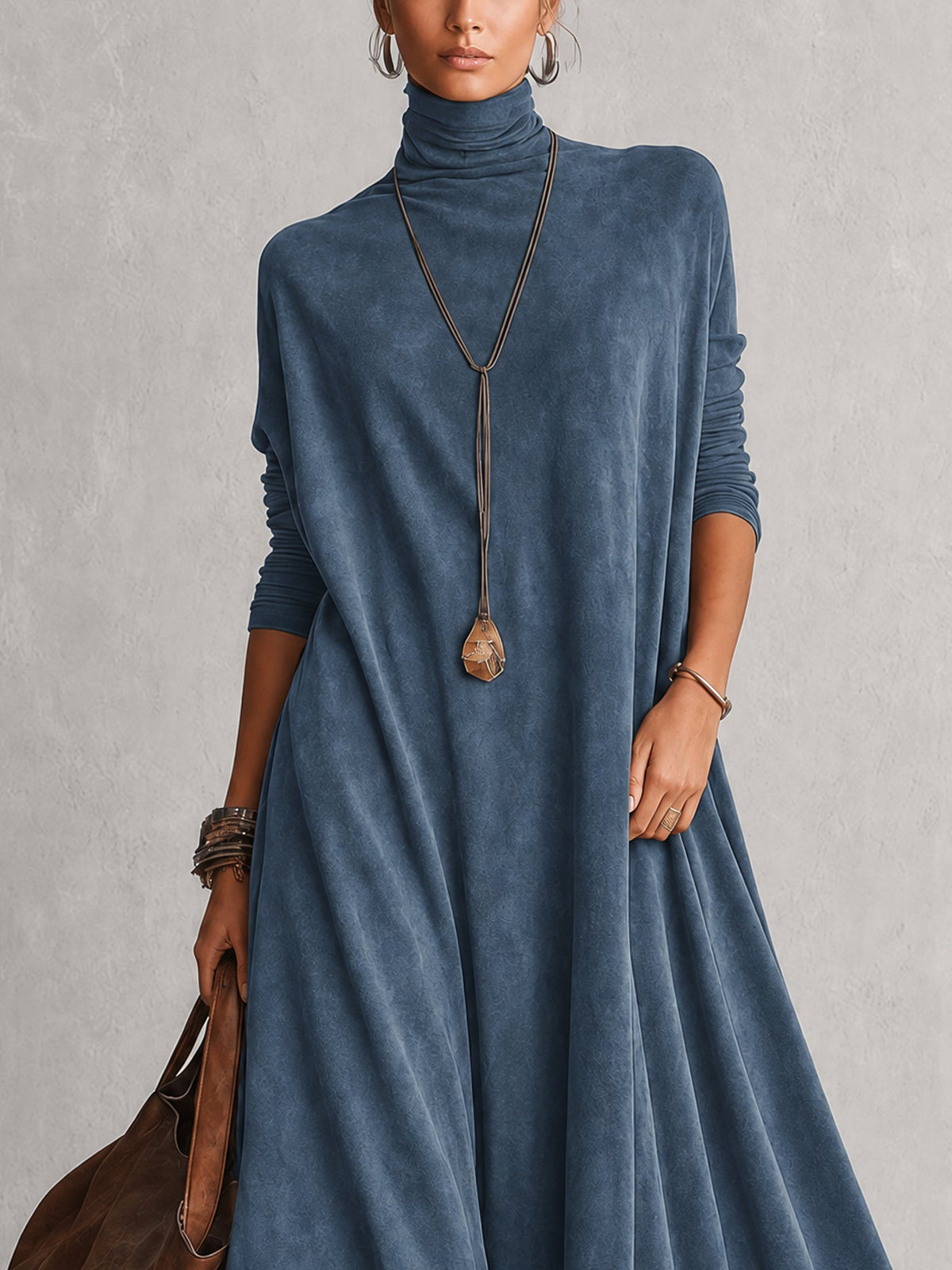 Milly | Vestido largo efecto ante con bajo de encaje
