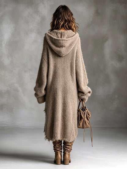 Linden | Vestido Midi de Punto Afelpado con Capucha
