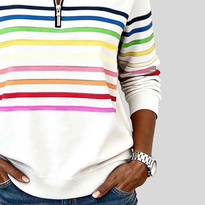 Charlotte | Sudadera con Cuarto de Cremallera y Rayas Multicolor