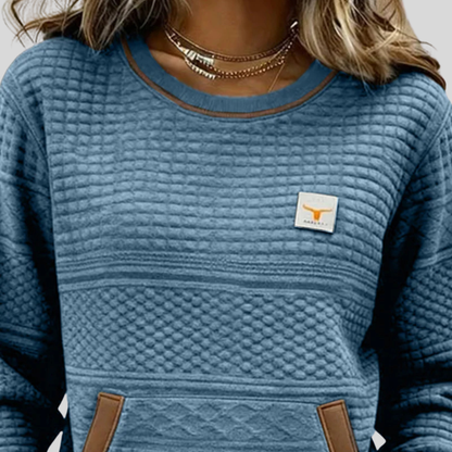Ella | Sudadera Colorblock con Bolsillo Canguro