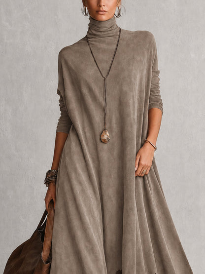 Milly | Vestido largo efecto ante con bajo de encaje