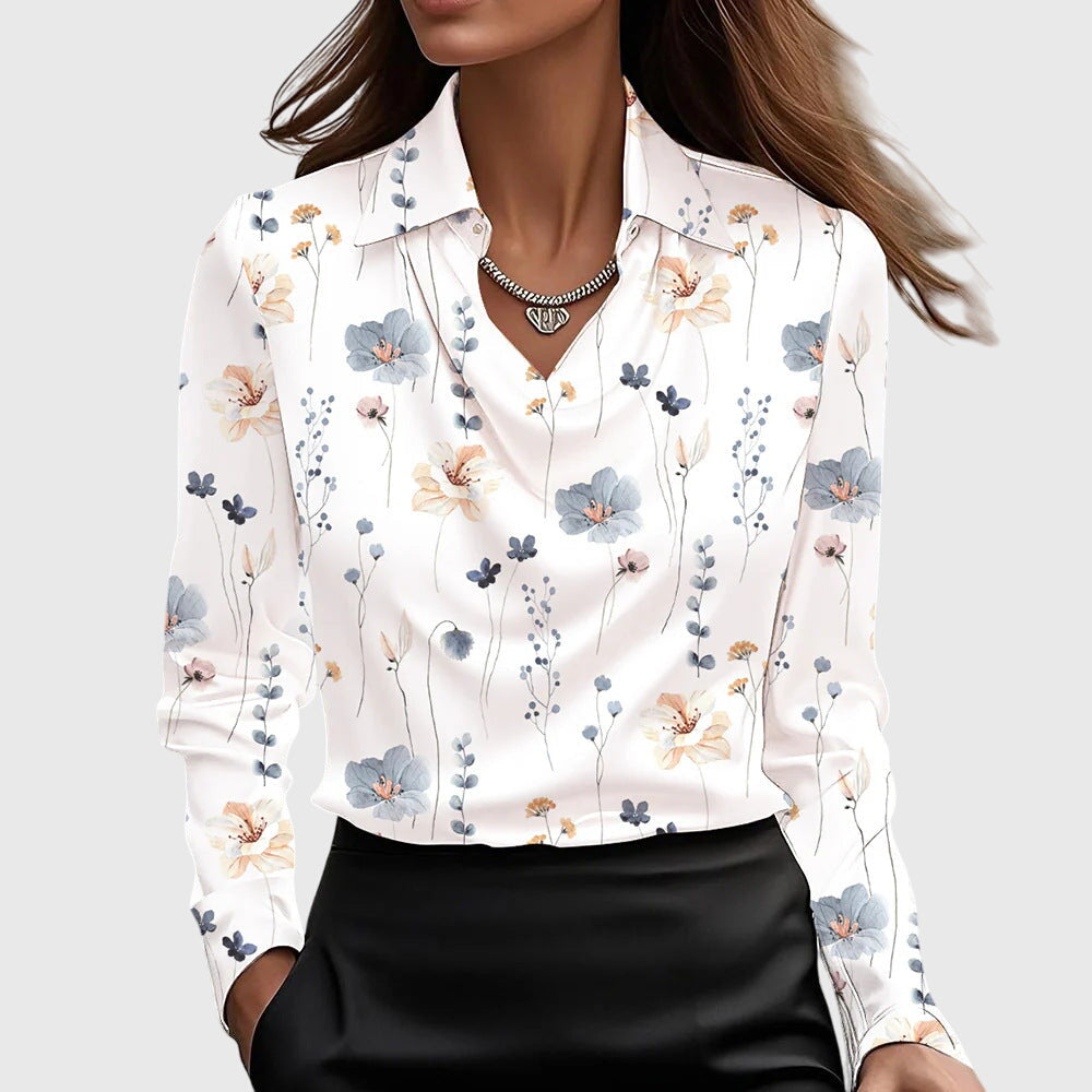 Silvia | Blusa de Lujo con Brillo y Cuello Plisado