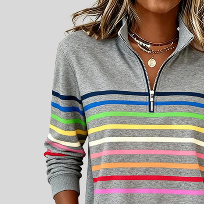 Charlotte | Sudadera con Cuarto de Cremallera y Rayas Multicolor