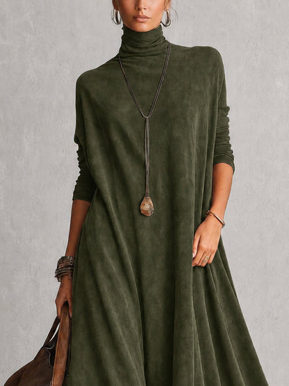 Milly | Vestido largo efecto ante con bajo de encaje