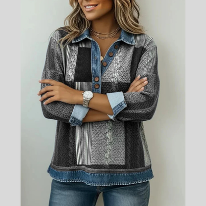 Chloe | Sudadera Colorblock con Tapeta de Botones