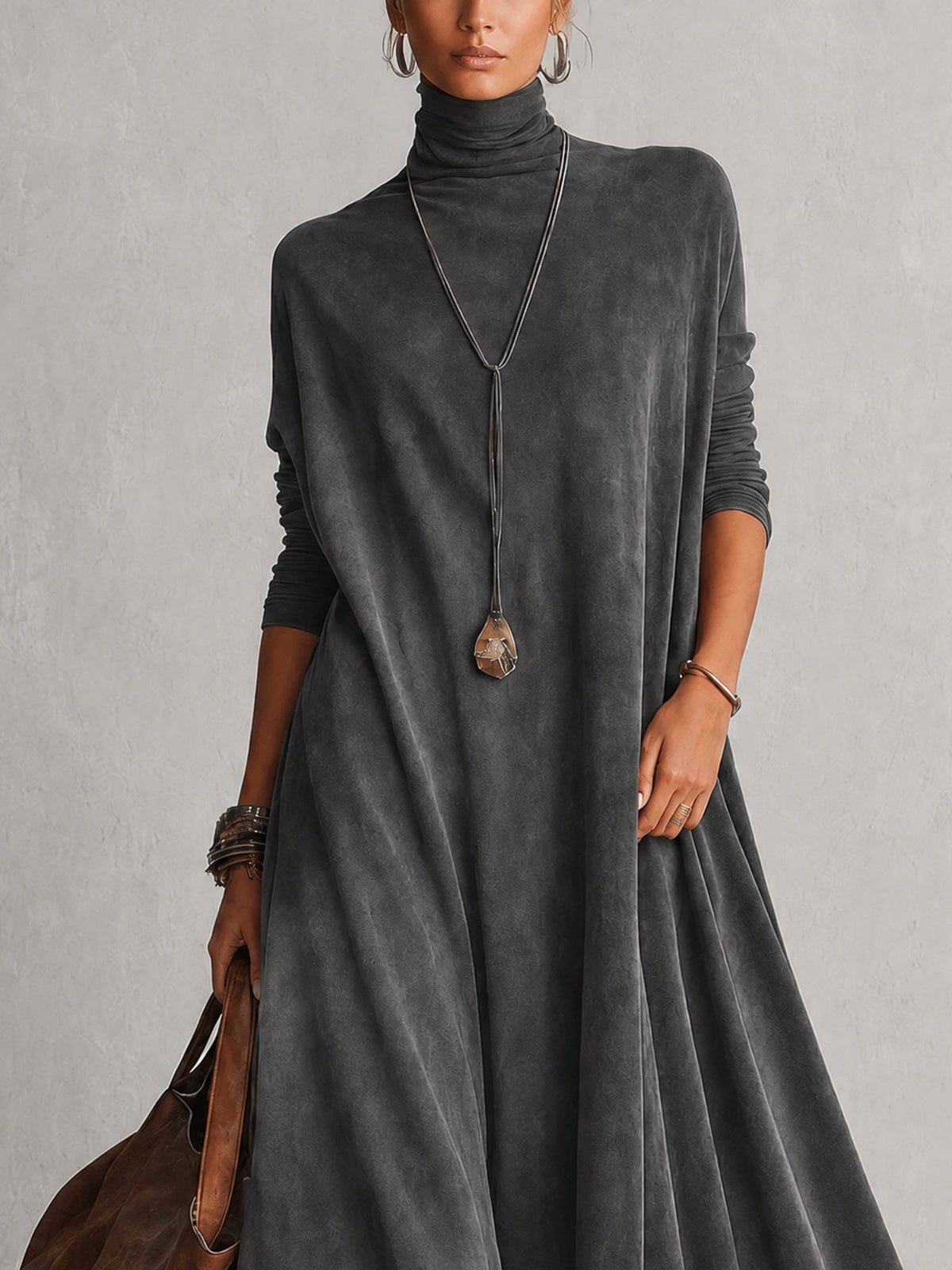 Milly | Vestido largo efecto ante con bajo de encaje