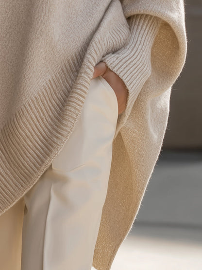 Jennifer | Jersey Oversize Drapeado con Cuello Ancho