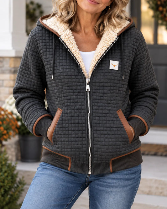 Beth | Chaqueta Acolchada con Capucha, Cremallera y Forro de Borrego