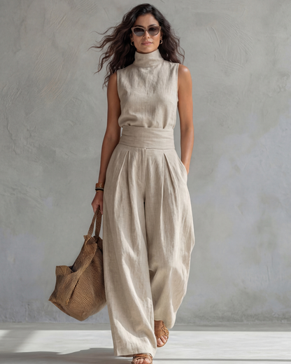 María | Elegante conjunto de pantalón palazzo y top