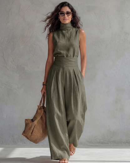 María | Elegante conjunto de pantalón palazzo y top
