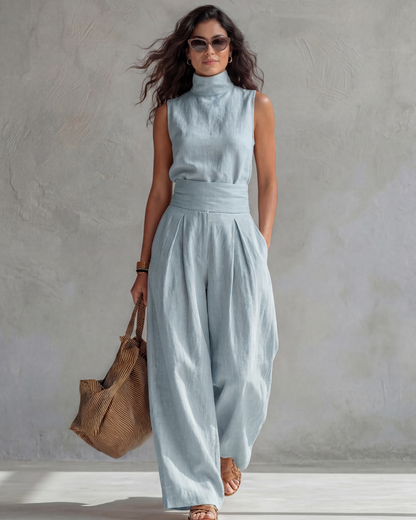 María | Elegante conjunto de pantalón palazzo y top