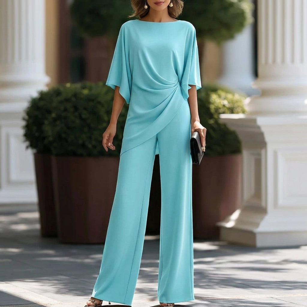 Gabriella | Conjunto de Blusa Drapeada y Pantalón Ancho