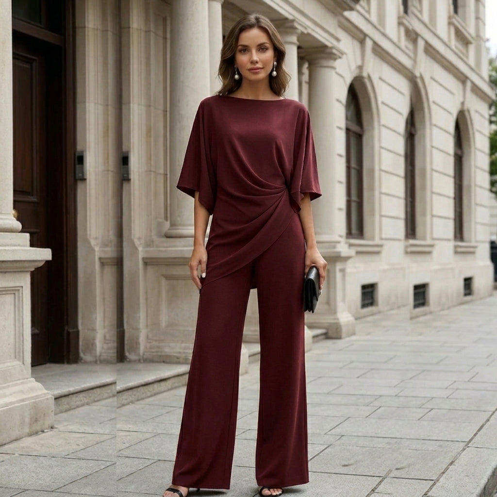 Gabriella | Conjunto de Blusa Drapeada y Pantalón Ancho