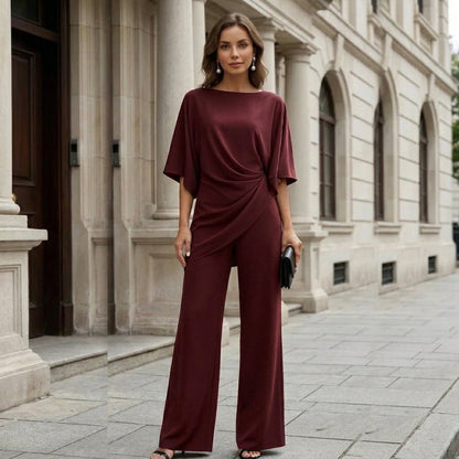 Gabriella | Conjunto de Blusa Drapeada y Pantalón Ancho