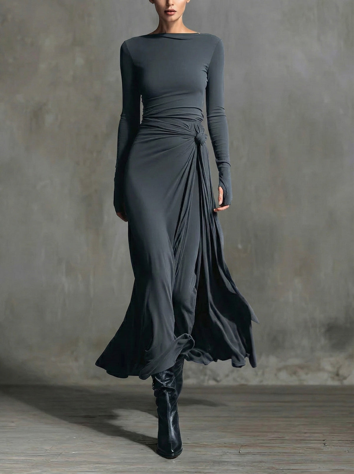 Naomie | Maxivestido Cruzado con Nudo de Seda