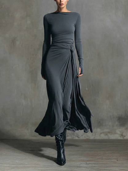 Naomie | Maxivestido Cruzado con Nudo de Seda