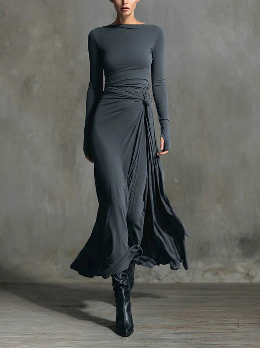 Naomie | Maxivestido Cruzado con Nudo de Seda