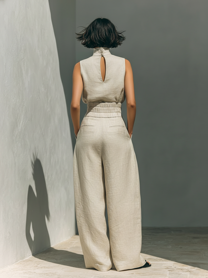 María | Elegante conjunto de pantalón palazzo y top