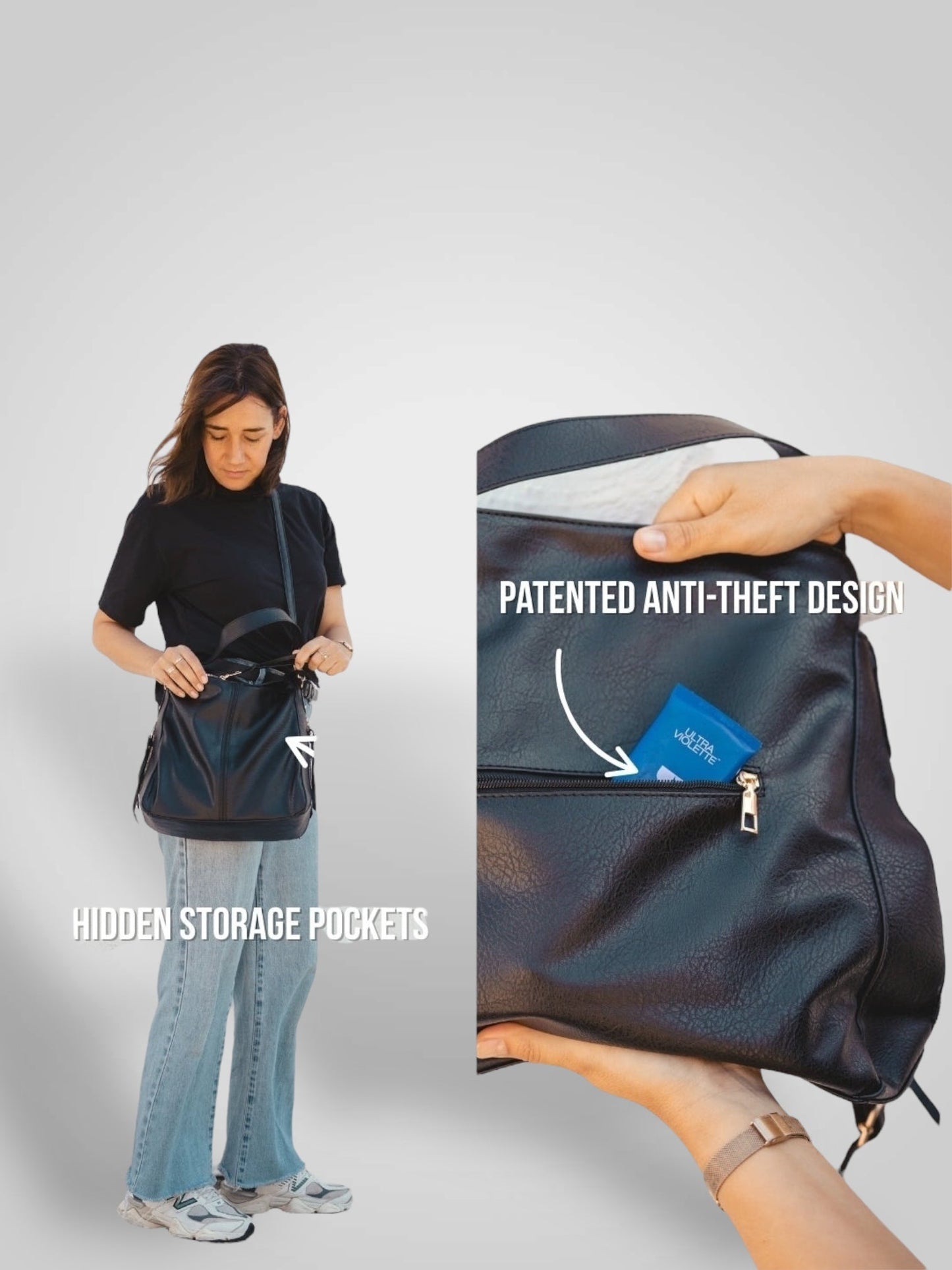 Sofía | Bolso hobo de lujo de piel antirrobo