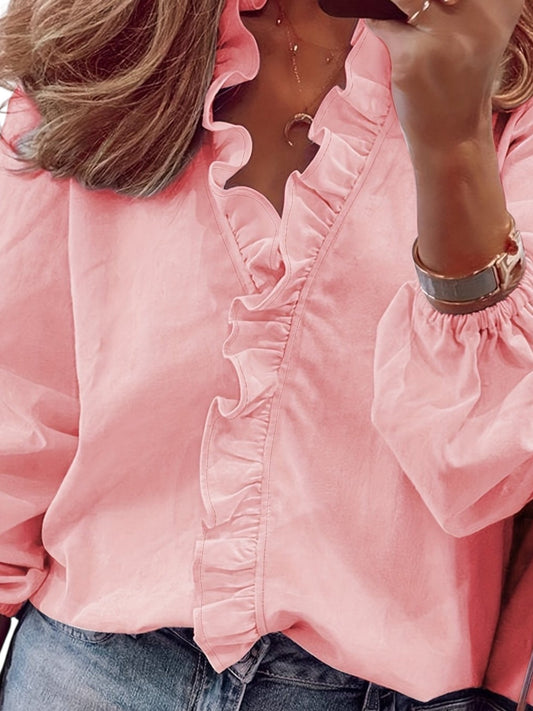 Angeline | Blusa con Cuello en V Fruncido