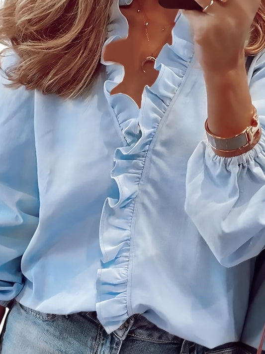 Angeline | Blusa con Cuello en V Fruncido